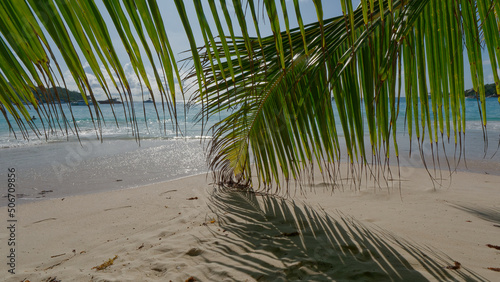 Beautiful sight on the beach of Anse Lazio  Praslin Island  Seychelles