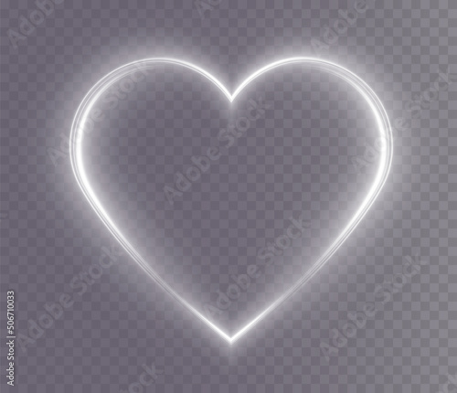 Valokuva Heart white with flashes isolated on transparent background