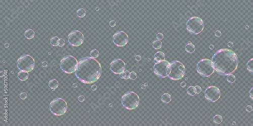 Collection of realistic soap bubbles. Bubbles are located on a transparent background. Vector flying soap bubble. Bubble PNG Water glass bubble realistic png