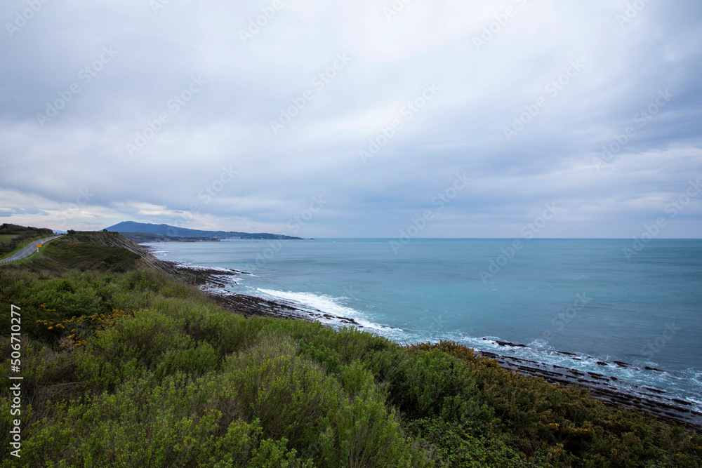 off the coast of Bay of Biscay with a view of the Pyrenees Mountains off the coast of Bay of Biscay with a view of the Pyrenees Mountains