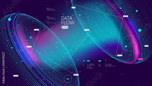 Futuristic technology for processing information analysis and sorting big data, two big database, sharing and structuring information in digital space, vector illustration