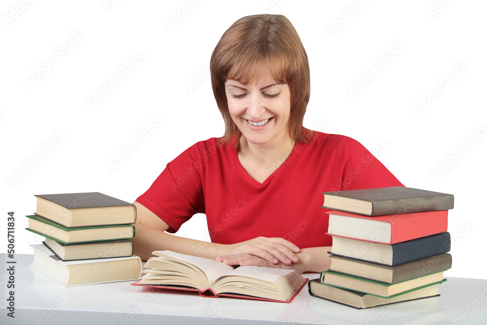 portrait of beautiful student girl sitting among the books portrait of beautiful student girl sitting among the books