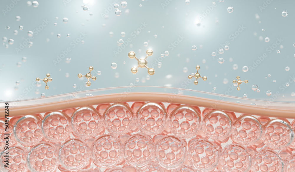 Skin Cell Visualization 3d skin cell microscope, saggy skin of the skin cell, skin layer up. 3d ...