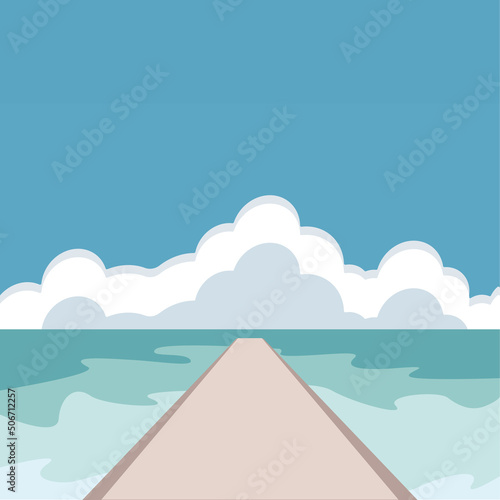 illustration landscape with sea and sky