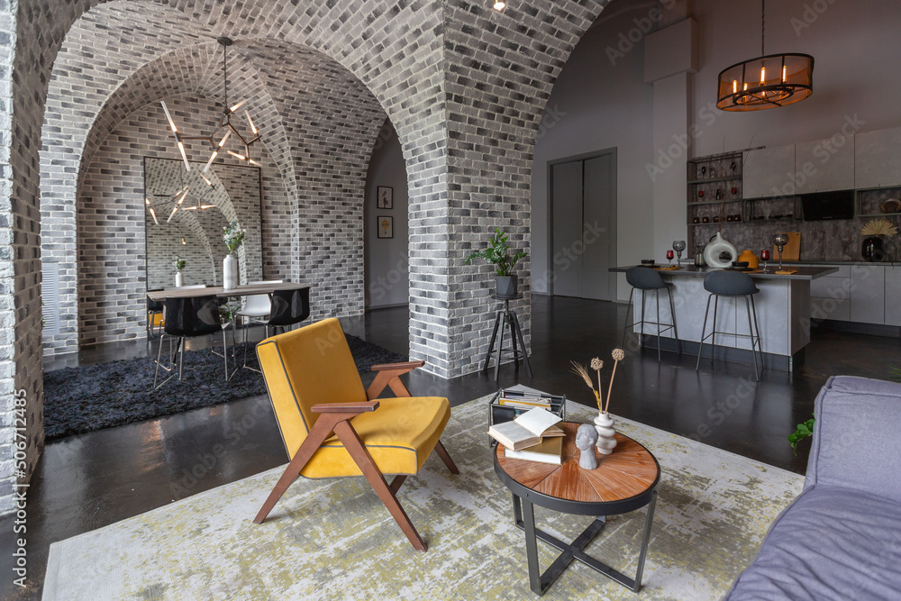 Modern Kyiv Apartment With Arches and Shades of Persimmon
