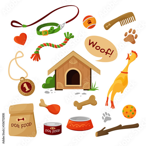 Doghouse and dog things, cute set