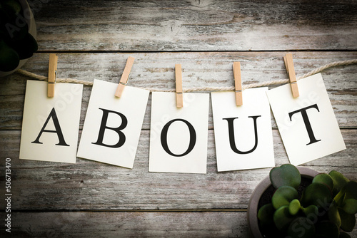 The Word ABOUT Concept Printed on Cards