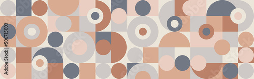 Fotografie, Obraz Trendy vector abstract geometric background with circles in retro scandinavian style, cover pattern seamless