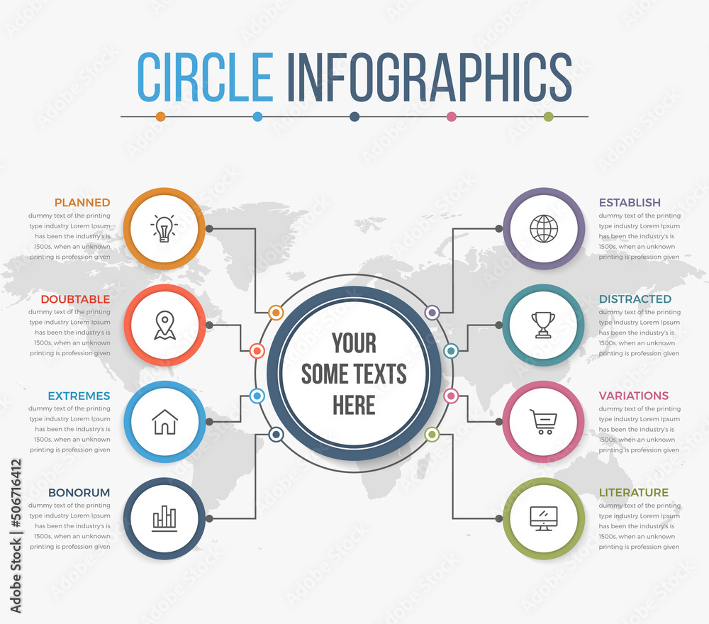Circle Infographics with 08 Steps Circle Infographics with 08 Steps