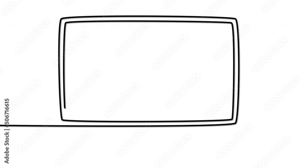 Computer monitor, display outline. Self drawing animation. Line art. Green screen display monitor. Computer monitor, display outline. Self drawing animation. Line art. Green screen display monitor.