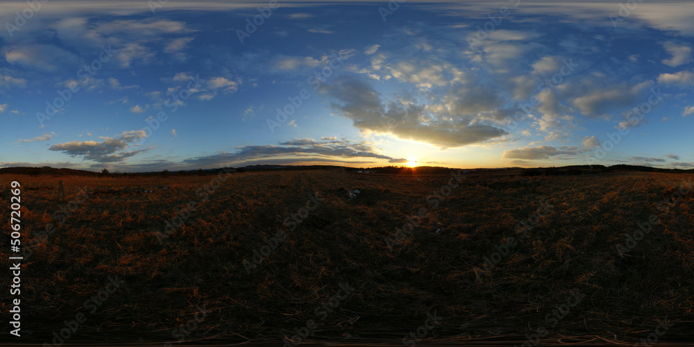 Sunset sky with clouds, HDRI Panorama Spherical image