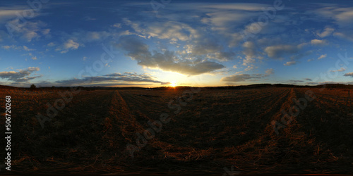 Sunset sky with clouds, HDRI Panorama Spherical image