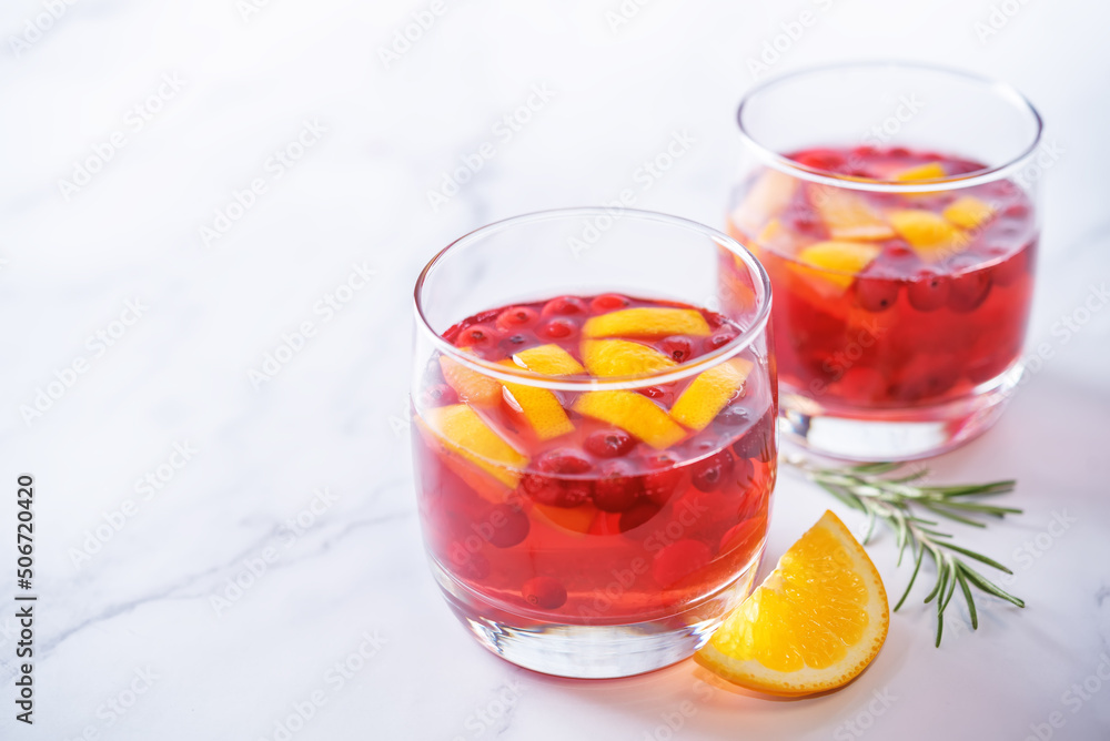 Cranberry orange sangria in a glass Cranberry orange sangria in a glass