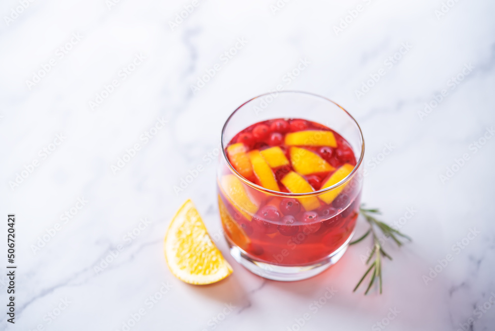 Cranberry orange sangria in a glass Cranberry orange sangria in a glass