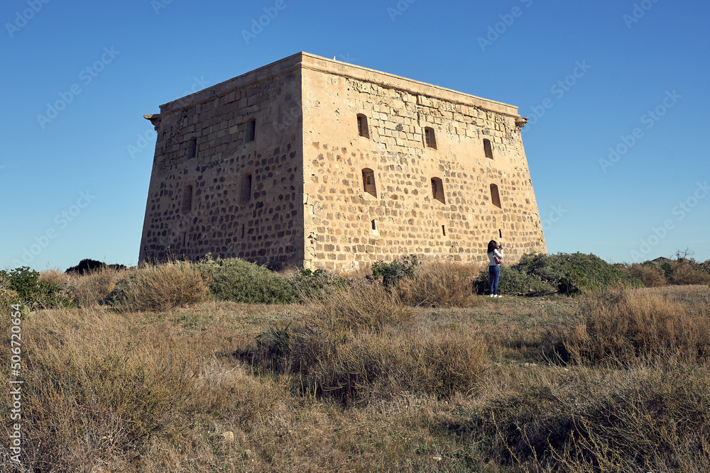 San Jose tower in Tabarca island in a sunny day, Alicante, Spain