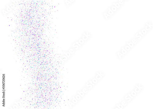 Rainbow Confetti. Fantasy Foil. Kaleidoscope Effect. Disco Design. Carnival Tinsel. Purple Party Sparkles. Digital Art. Retro Realistic Gradient. Violet Rainbow Confetti