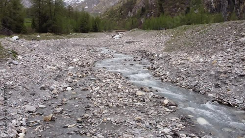 Brook from the rustic mountain, close up, dolly and pan up