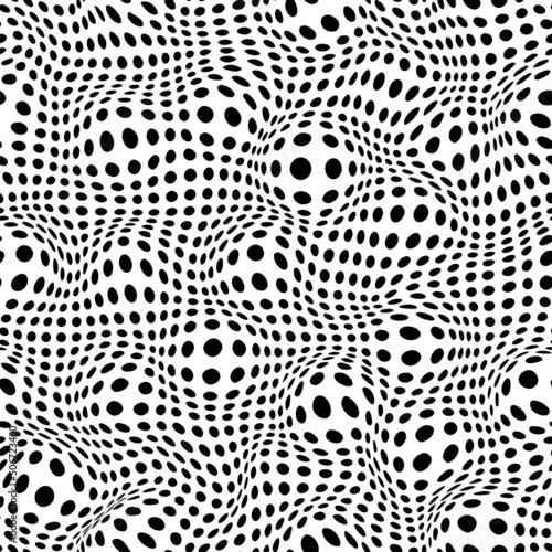 Vector seamless polka dot pattern with optical illusion. Simple design for wrapping paper, wallpaper, textile, stationery.