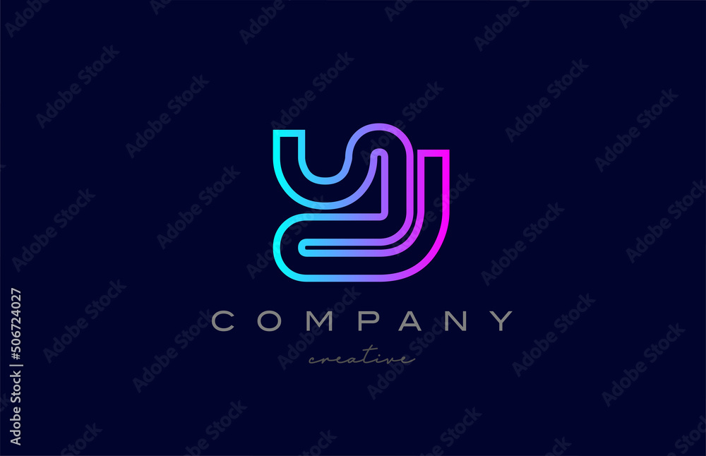 pink blue Y alphabet letter logo icon. Creative template for a company or business with line design pink blue Y alphabet letter logo icon. Creative template for a company or business with line design