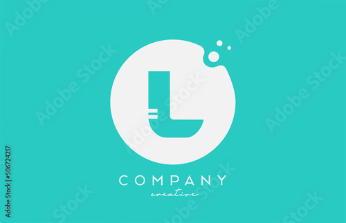 cyan L green circle alphabet letter logo icon design with dots. Creative template for business and company