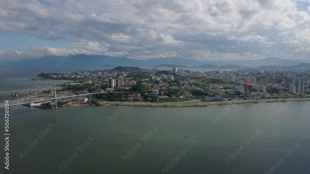 Bridge in Bay of Florianopolis City, Brazil. Aerial View Bridge in Bay of Florianopolis City, Brazil. Aerial View