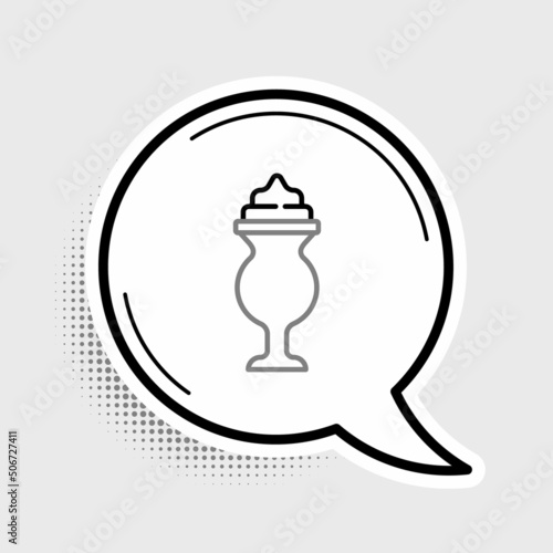 Line Milkshake icon isolated on grey background. Plastic cup with lid and straw. Colorful outline concept. Vector