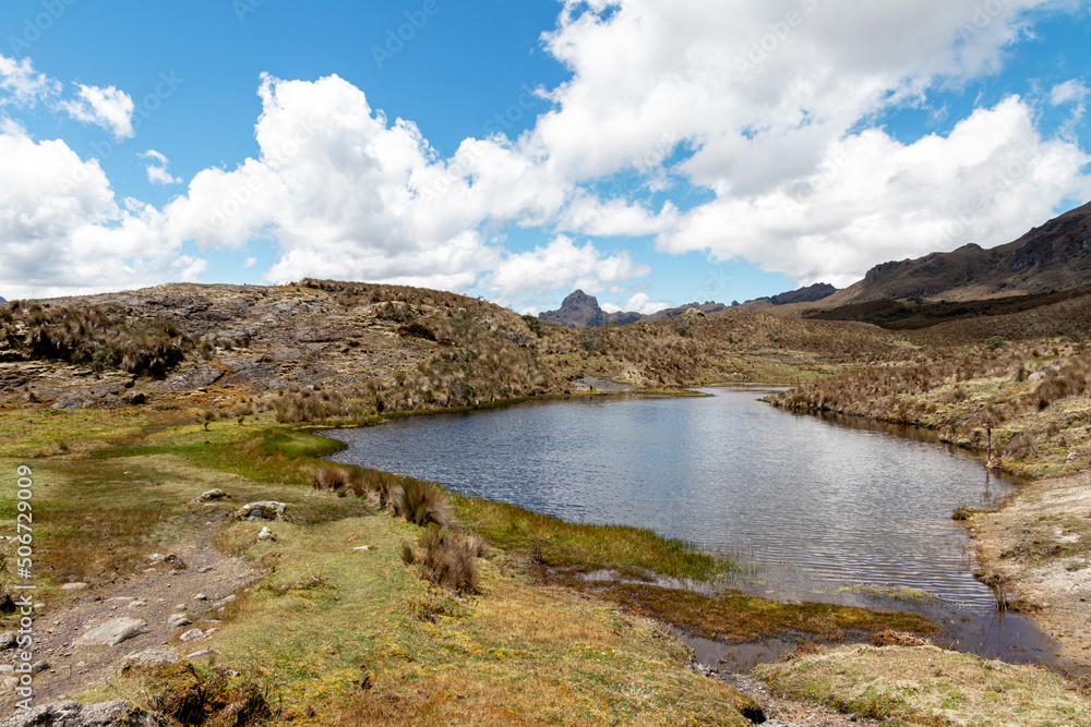 The small lake in Cajas National Park, Toreadora recreation zone. South America, Ecuador, Azuay province close to Cuenca
