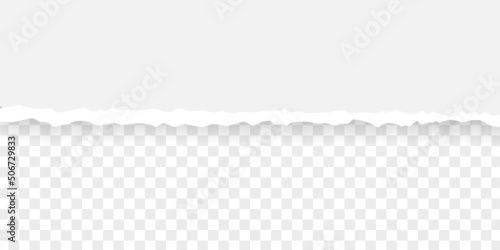 Torn paper. Ripped edge texture. Turn page. Scrap sheet. Card note background. White tag. Cardboard banner. Notebook template. Social media message. Sticker document. Presentation.Vector illustration