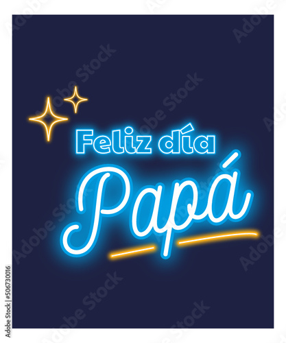 Tarjeta vector feliz día papá texto neón