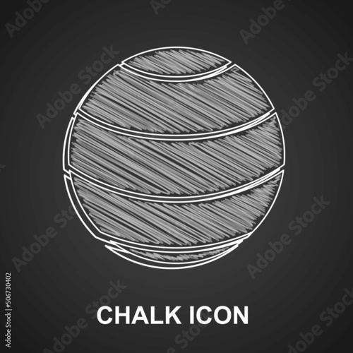 Chalk Fitness ball icon isolated on black background. Gym ball. Vector