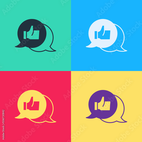 Pop art Consumer or customer product rating icon isolated on color background. Vector