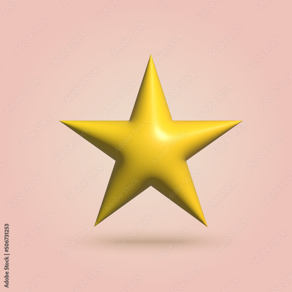 3d yellow star with soft shadow. Vector 3d yellow star with soft shadow. Vector