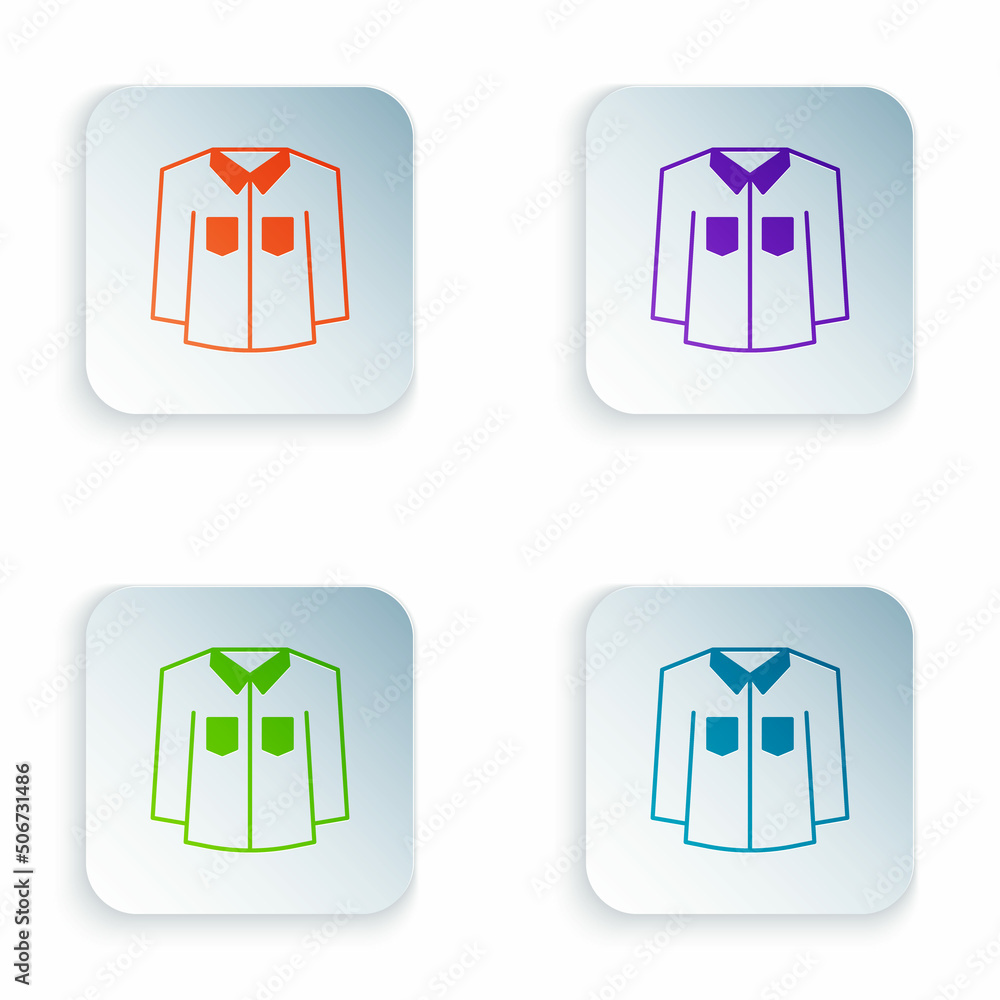 Color Shirt icon isolated on white background. Set colorful icons in square buttons. Vector Color Shirt icon isolated on white background. Set colorful icons in square buttons. Vector