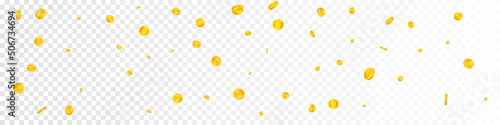 Bitcoin, internet currency coins falling. Bold scattered BTC coins. Cryptocurrency, digital money. Cool jackpot, wealth or success concept. Vector illustration.