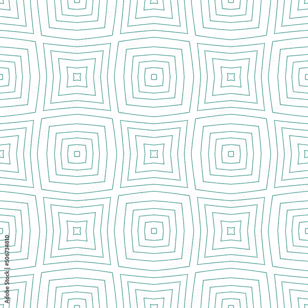 Medallion seamless pattern. Turquoise symmetrical