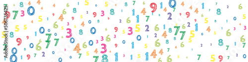 Falling colorful orderly numbers. Math study concept with flying digits. Grand back to school mathematics banner on white background. Falling numbers vector illustration.