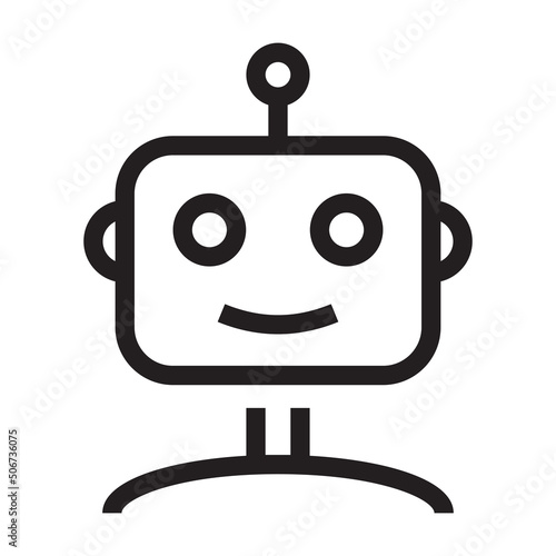 robot head icon in outline style on white background.