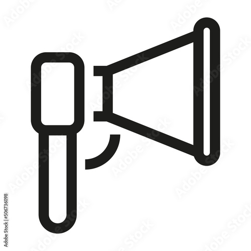 Horn or gramophone icon in outline style on white background.