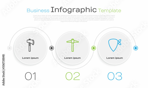 Set line Tomahawk axe, Pickaxe and Cowboy bandana. Business infographic template. Vector