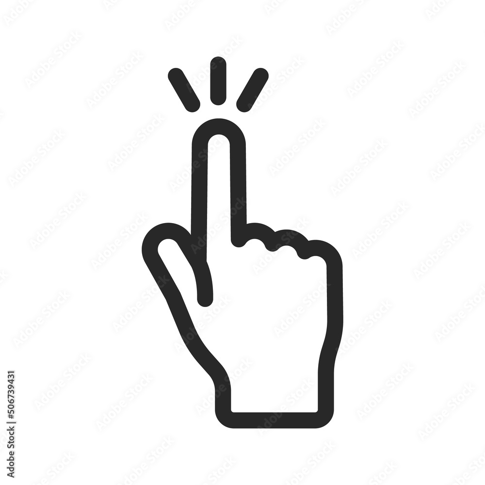 Clicking finger icon, Click vector pictogram. Hand pointer isolated on ...