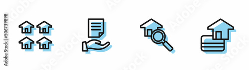 Wallpaper Mural Set line Search house, Real estate, House contract and Credit card icon. Vector Torontodigital.ca