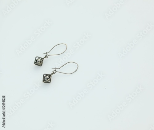 Silver tone dangle ornate charm pierced earrings vintage costume jewelry fashion accessory