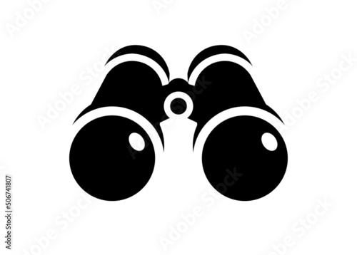 Binocular in perspective view. Simple illustration in black and white.