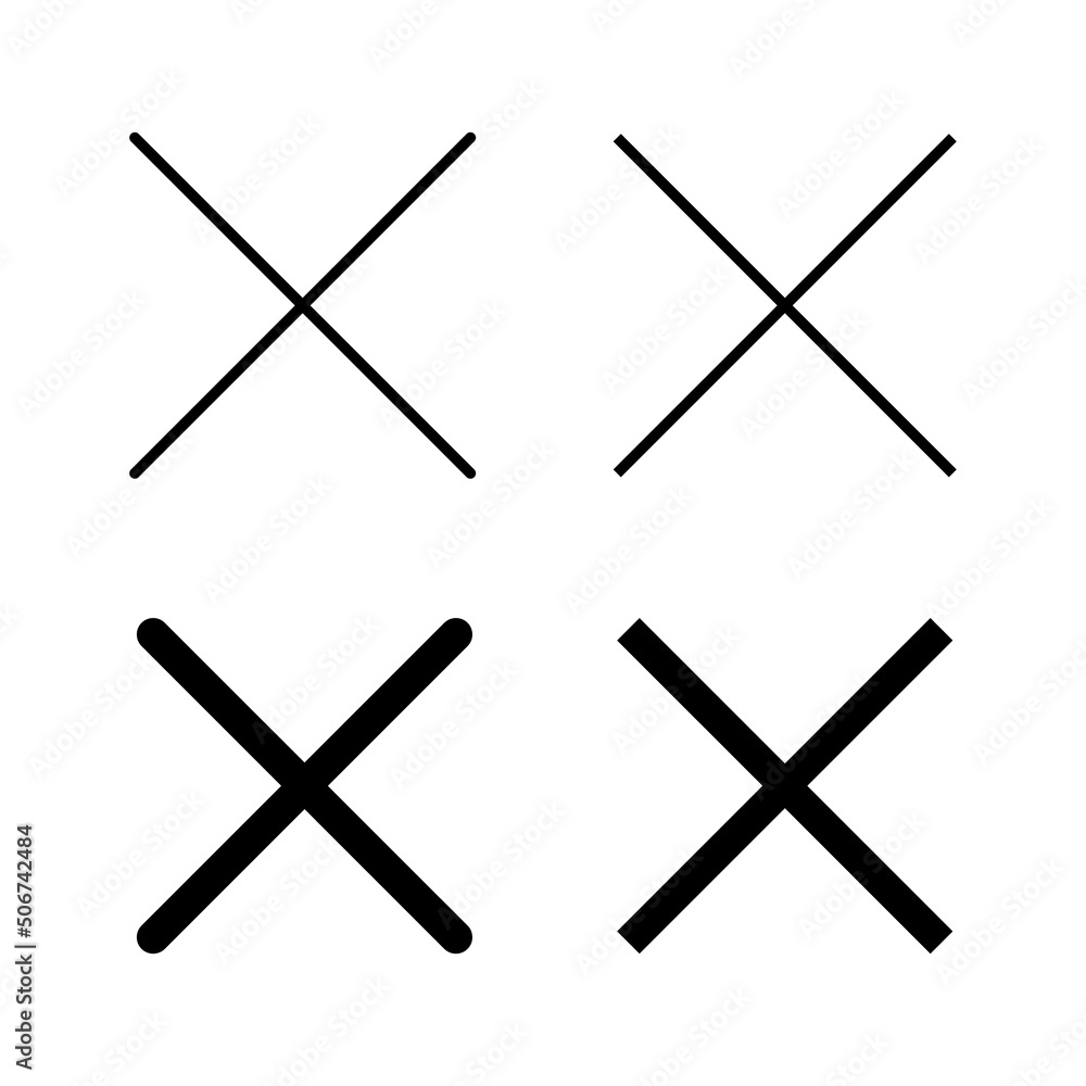Close icons vector. Delete sign and symbol. cross sign Close icons vector. Delete sign and symbol. cross sign