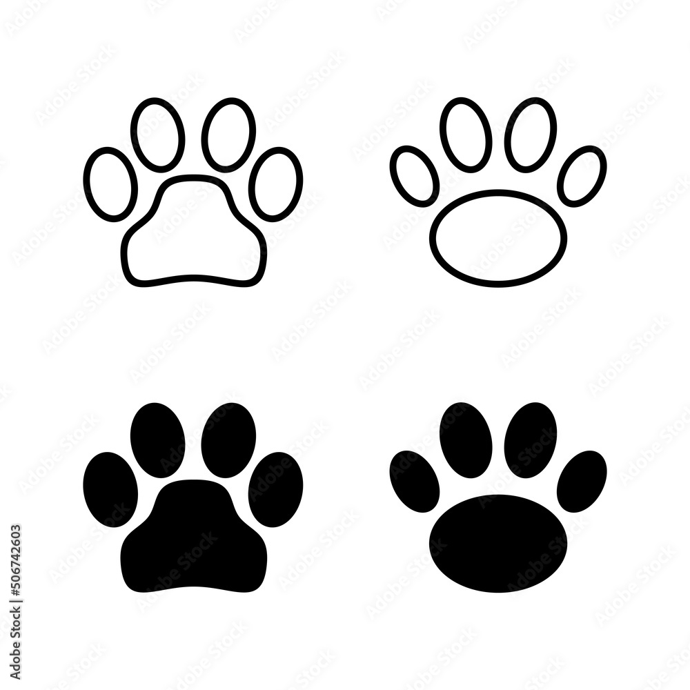 Paw icons vector. paw print sign and symbol. dog or cat paw Paw icons vector. paw print sign and symbol. dog or cat paw