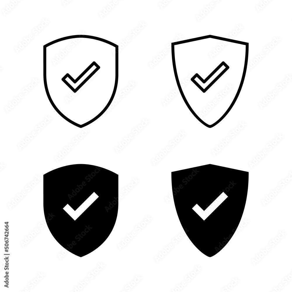 Shield check mark icons vector. Protection approve sign. Insurance icon Shield check mark icons vector. Protection approve sign. Insurance icon