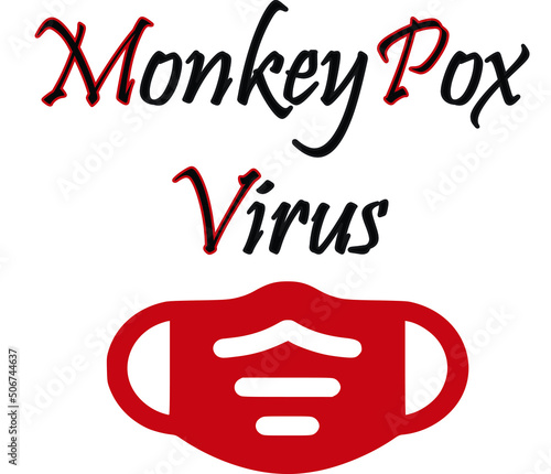 MONKEYPOX VIRUS. Monkeypox is a zoonotic viral disease that can infect nonhuman primates, rodents, and some other mammals. Virus design with text. Horizontal illustration.