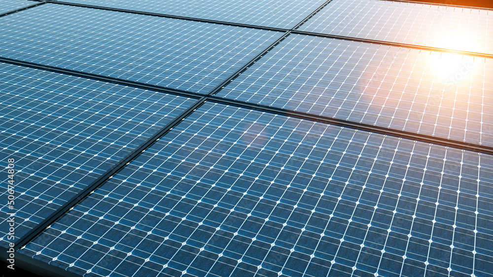 illustration of a modern perovskite high performance solar cell module for high efficient photon recycling