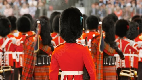 The QUEEN PLATINUM JUBILEE celebration gets underway with guards of the Household Division seen parading during Trooping the Colour in London photo