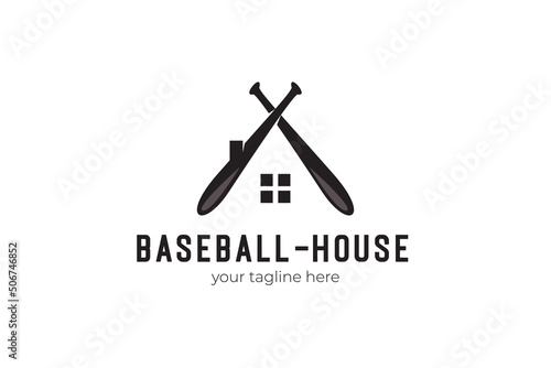 baseball house logo template modern